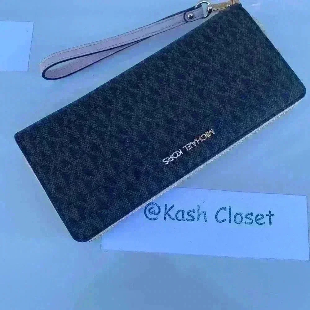 Michael Kors Wristlet Travel Continental Large Wallet MK Logo Powder blush Brown - Picture 8 of 8